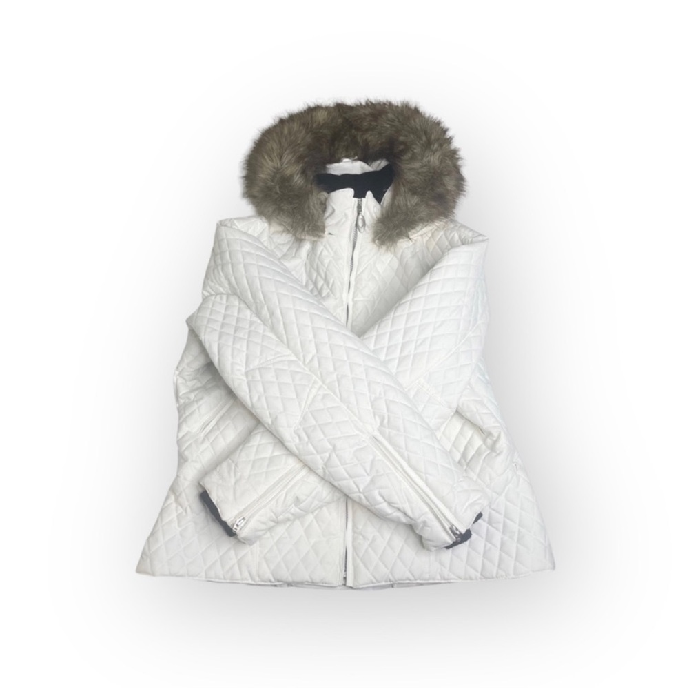 Obermeyer ❄︎ Bombshell Quilted Ski Jacket Parka ❄︎ Faux Fur Trim Hoodie ❄︎ White